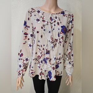 Banana Republic Small Floral Long Sleeve Blouse Lightweight